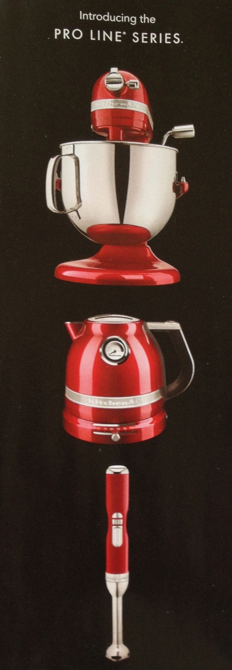 Strip ad of Kitchen Aid appliances in shiny red.