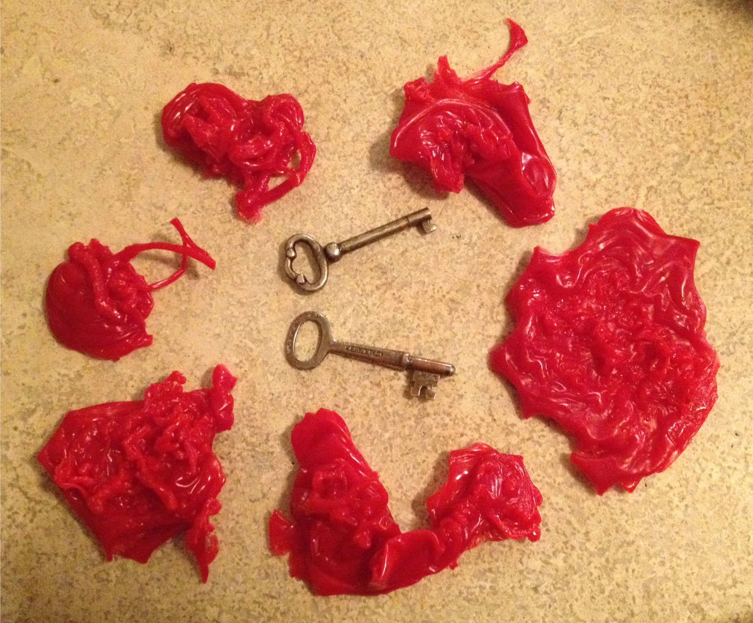 Wax shapes and keys for the feast of St. Andrew celebration.