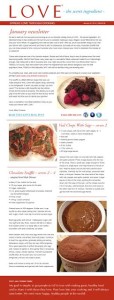 LOVE - the secret ingredient newsletter with Valentine's Day recipes.