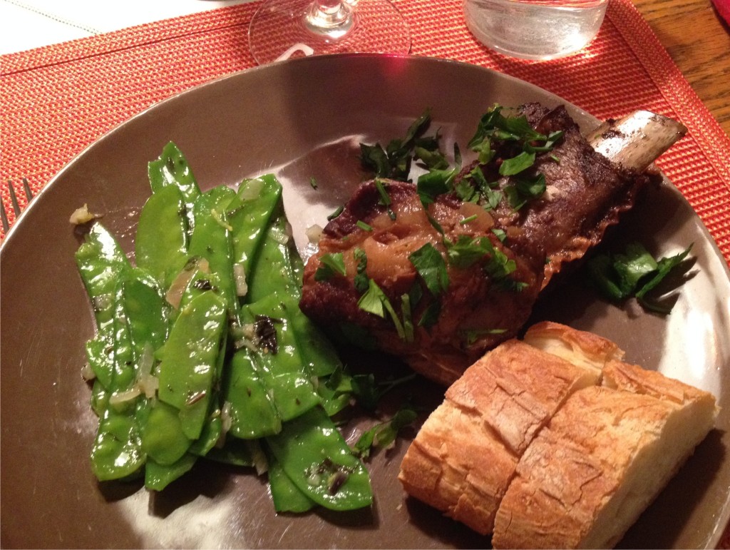 Snow peas with ginger, garlic, shallots, lemon and mint with short ribs Photo from Apr 12, 2014