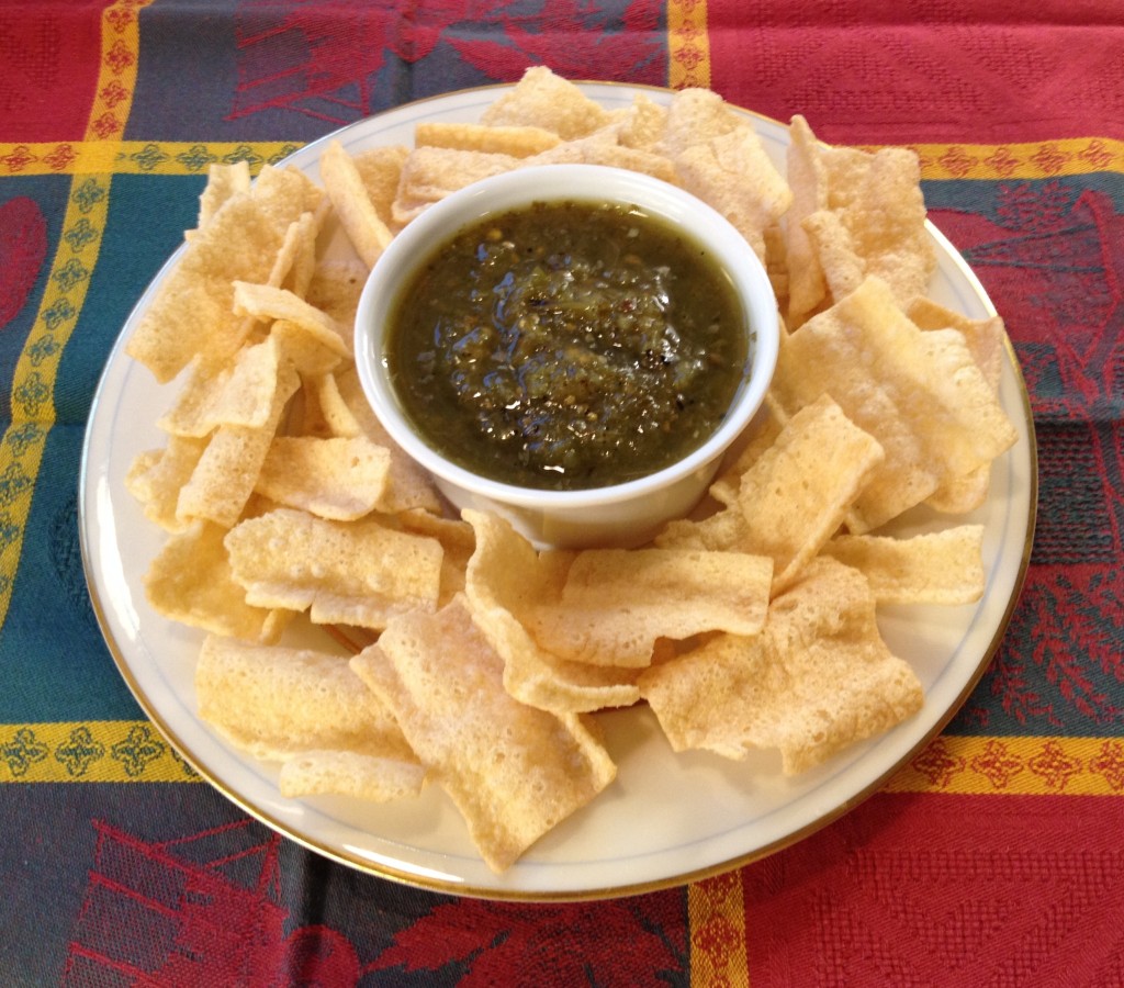 Zukali cilantro pineapple salsa with simply7 quinoa chips.