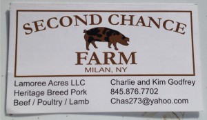 Second Chance Farm business card.