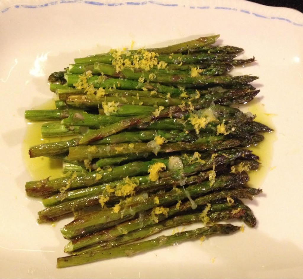 Olive oil and lemon roasted asparagus.