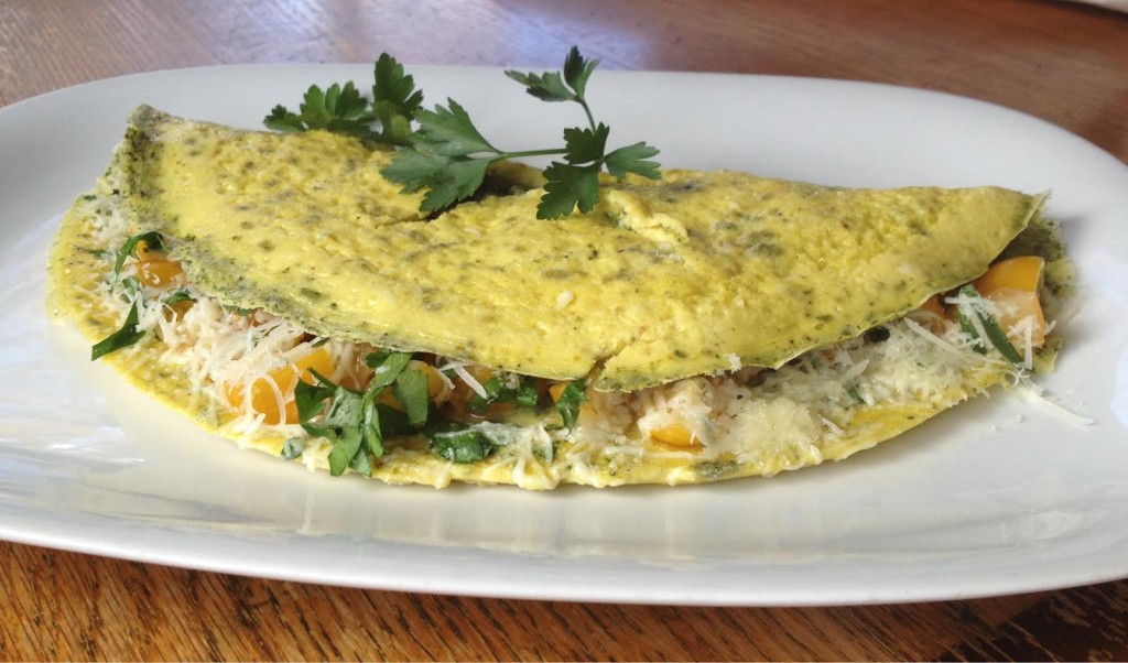 Spinach dip mix whole omelet.