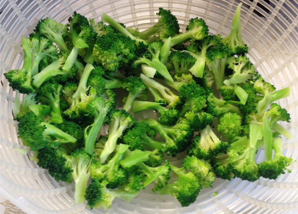 Parboiled broccoli flowerets.