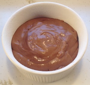 Chocolate souffle ready to bake.
