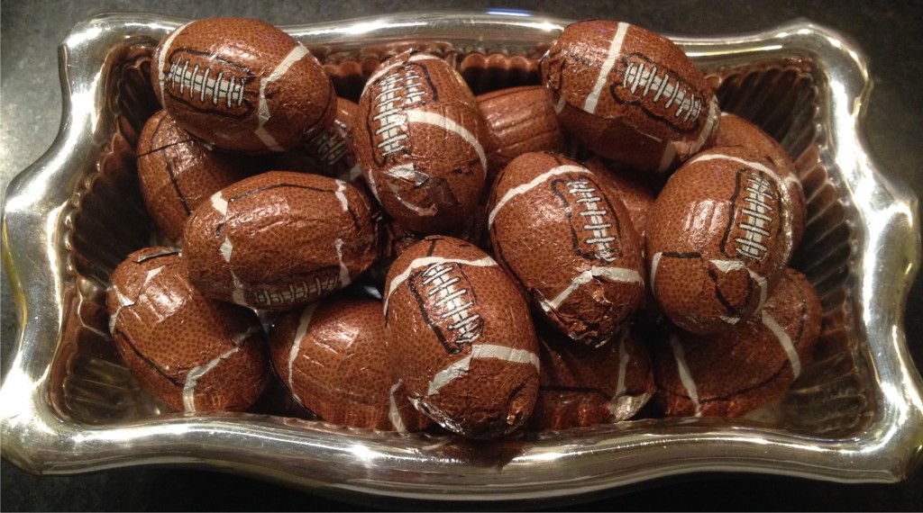 Super Bowl chocolate footballs.