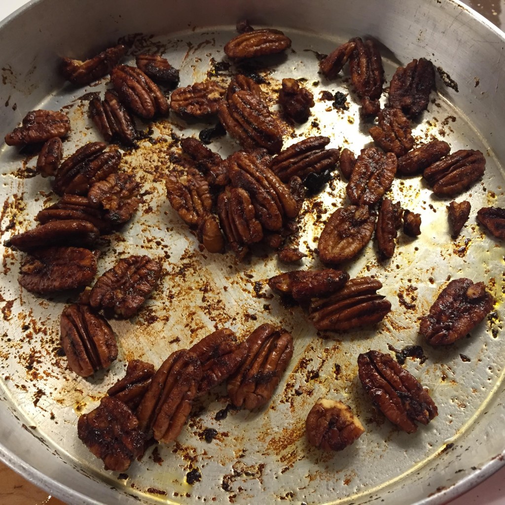 Rufus Teague Roasted Pecans in a pan.