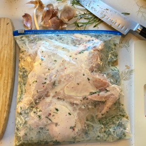 Buttermilk roast chicken with tarragon & Dijon Mustard in a bag.