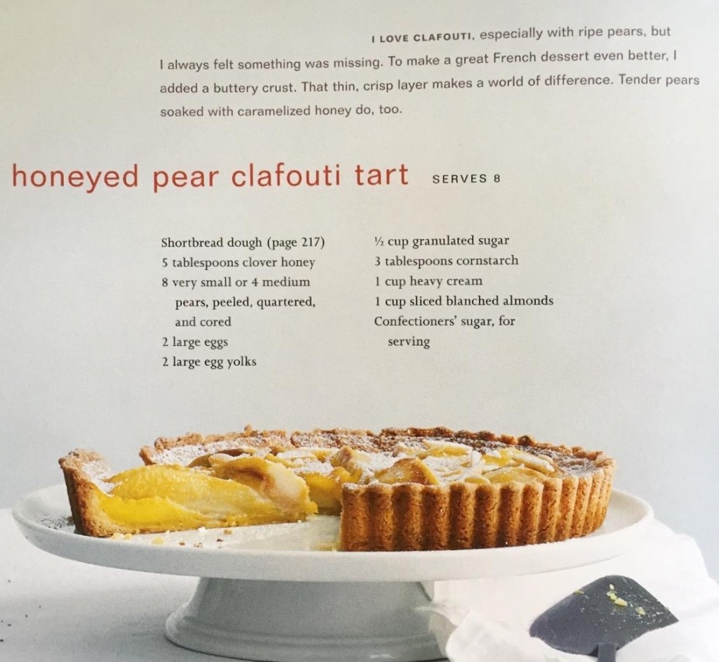 Jean-Georges honeyed pear clafouti tart recipe.