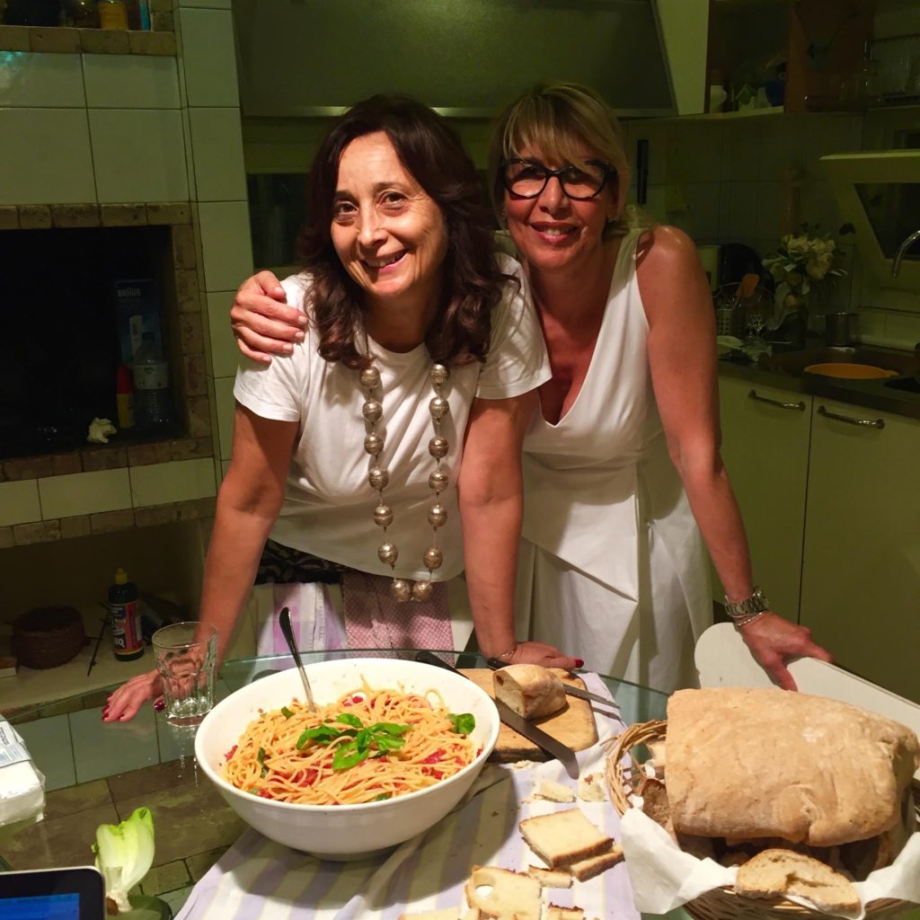 Tiziana and Christina with another pasta dish.