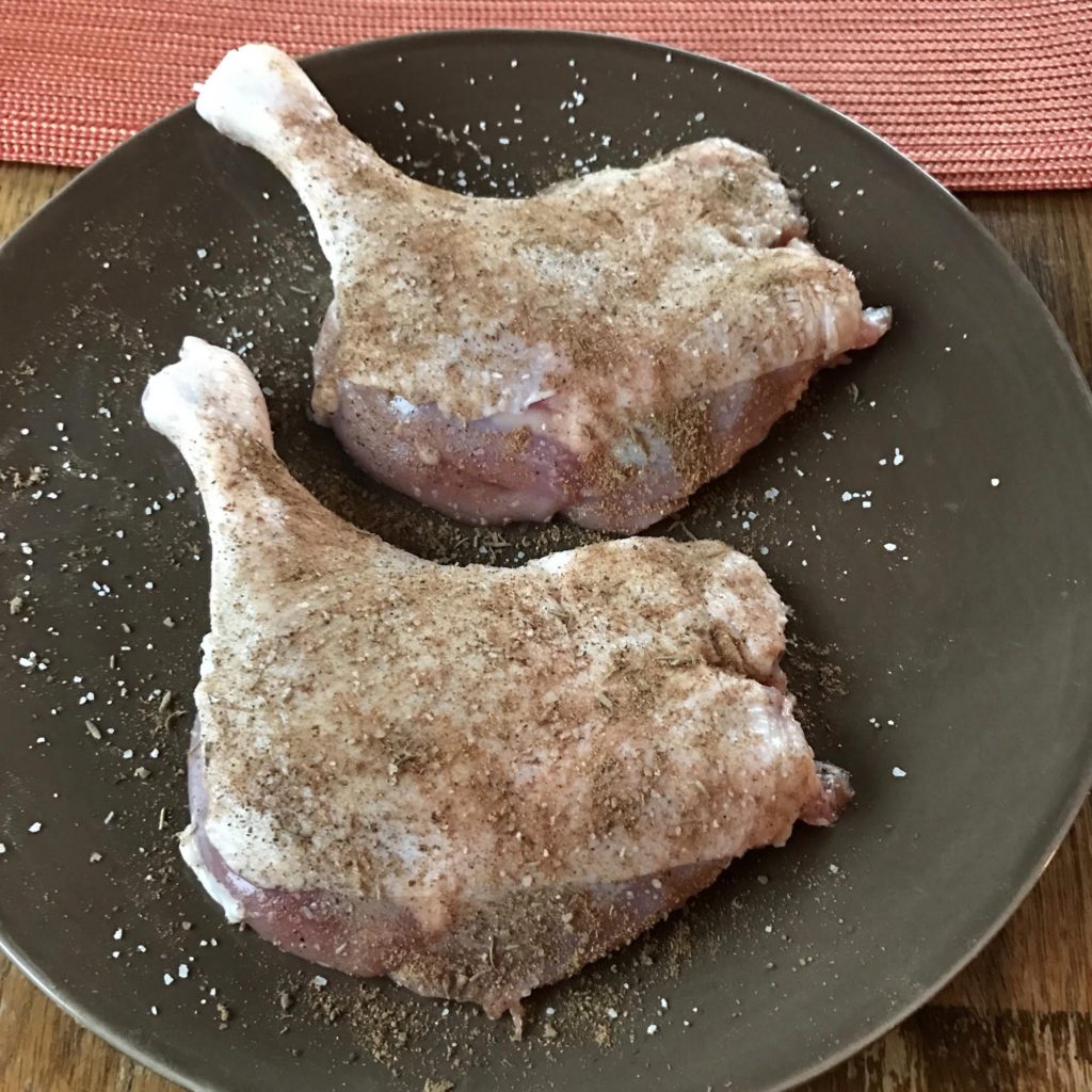 Duck legs seasoned with Chinese 5 Spice.