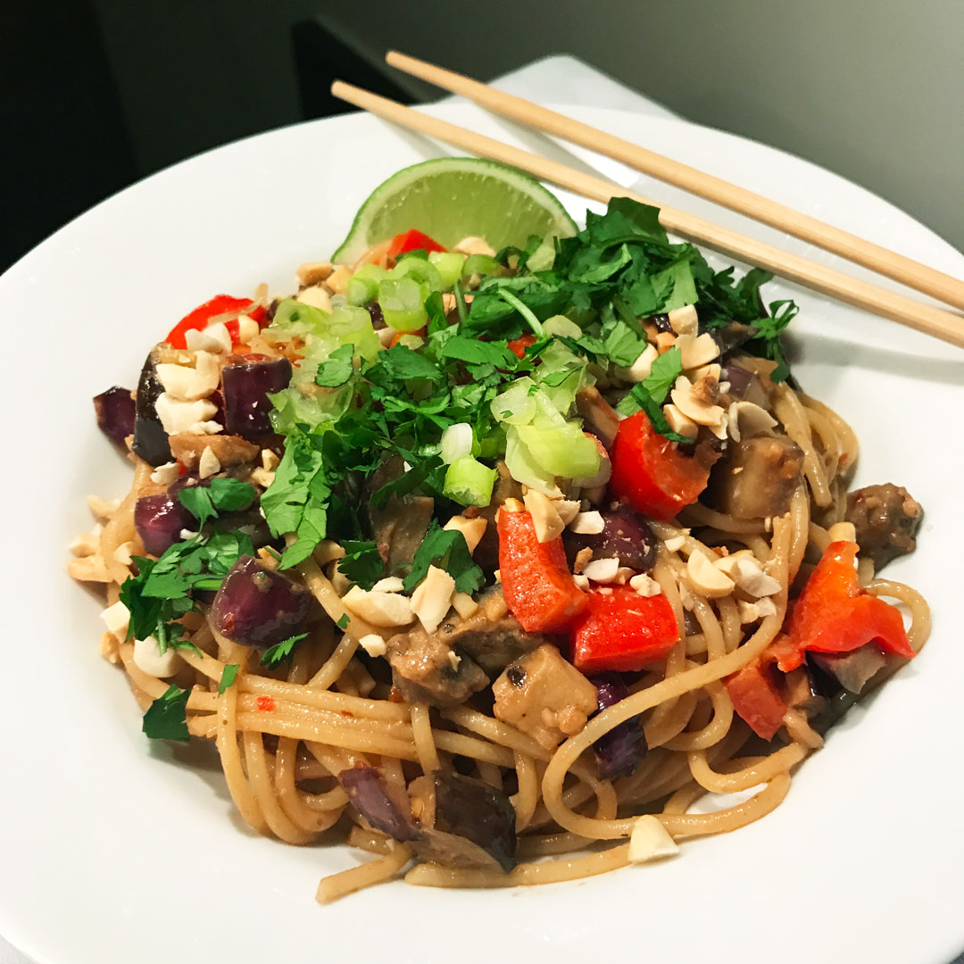 Get Dressed Sesame Sensation Roasted Eggplant Noodles